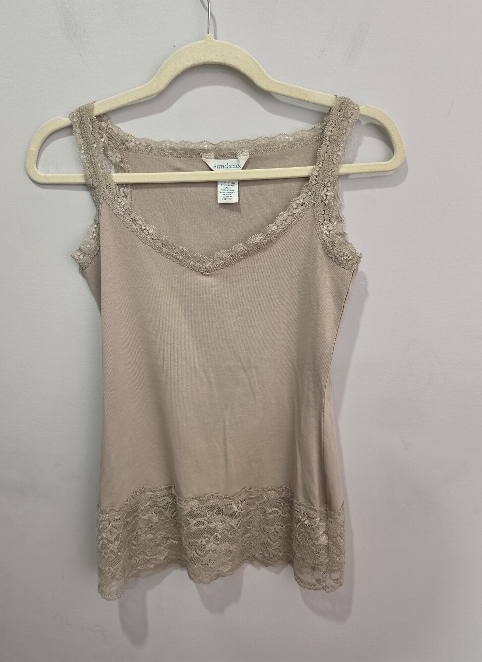 Sundance Catalog Scoop Neck Periwinkle Lace Trim “Elan Tank” Size XS